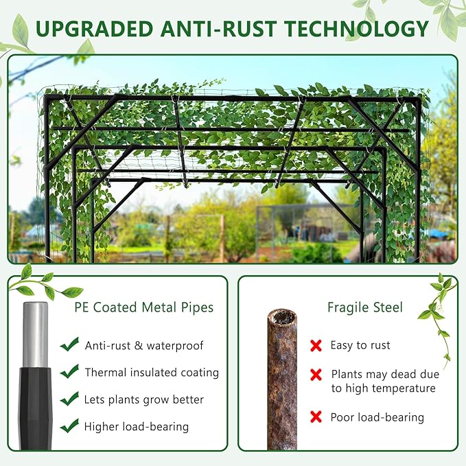 Tall Garden Arch Trellis for Climbing Plants 79in Tall Metal Plant Support Trellis Archway for Climbing Plant Vegetables Cucumber Outdoor Yard Lawn Garden Arch Tunnel Trellis