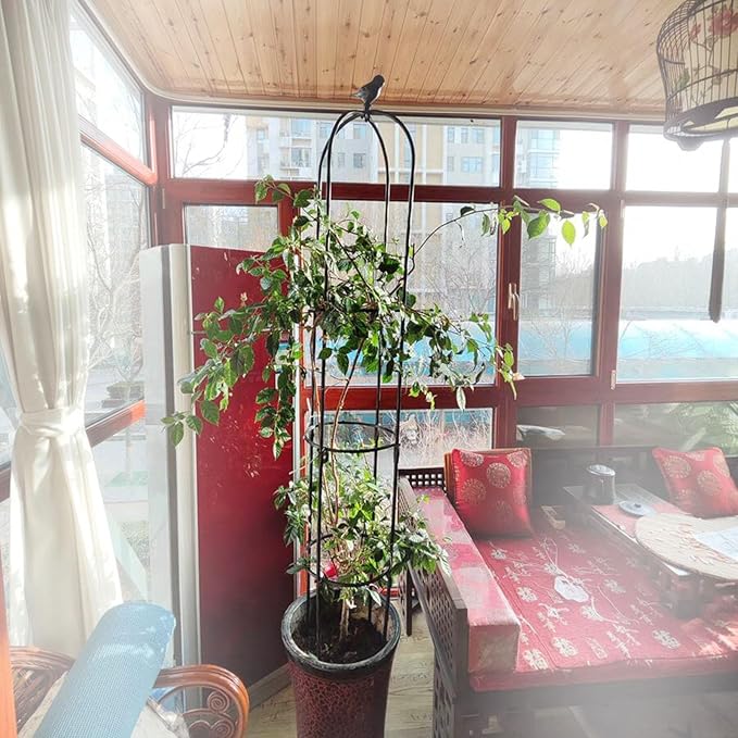 Metal Obelisk Trellis Garden Trellis for Climbing Outdoor Plants Tower 21x120cm 25x190cm 31x160cm 35x150cm Birdcage Shape Tomato Cage Easy Assembly