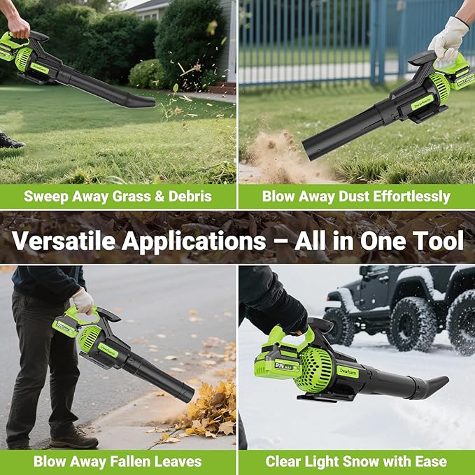 Cordless Leaf Blower with 715 CFM 35000 RPM Brushless Motor Lightweight Electric Blower with LCD &amp 3-Speed Modes Battery Powered with 2×4.0Ah Batteries &amp Charger for Lawn Care Yard Patio