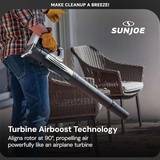 Sun Joe 24V-TB-LTE 24V Cordless IONMAX Compact Turbine Jet Blower 100 MPH Air Speed Battery and Charger Included