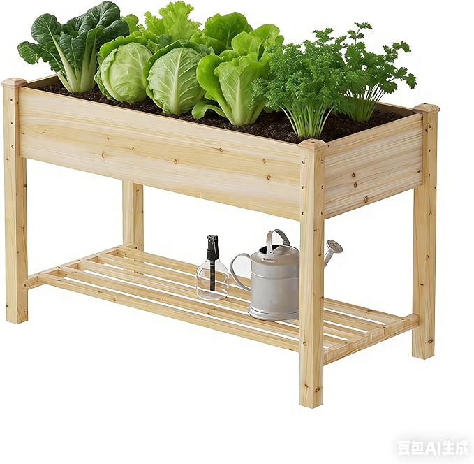 Wooden Raised Garden Bed Planter Box with Legs Raised Planter -Grow Herbs and Vegetables Outdoors – Naturally Rot-Resistant - Unmatched Strength Lasts Years (Natural-M)