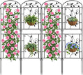Garden Trellis for Climbing Plants 4 Pack 71x20 in Metal Lattice Panel with Black Coating Tall Climbing Support for Rose Vines Clematis Flowers Vegetables Fruits - Plant Trellis Outdoor