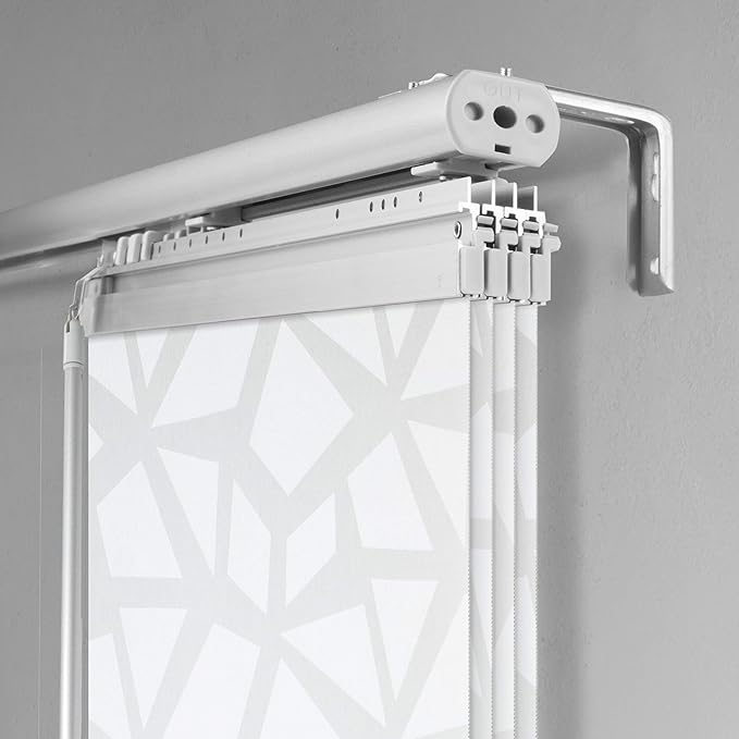 A&ampF Rod Décor - ICY White 4-Panel Single Rail Panel Track Extendable 48-88 W x 94 H Panel Width 23.5