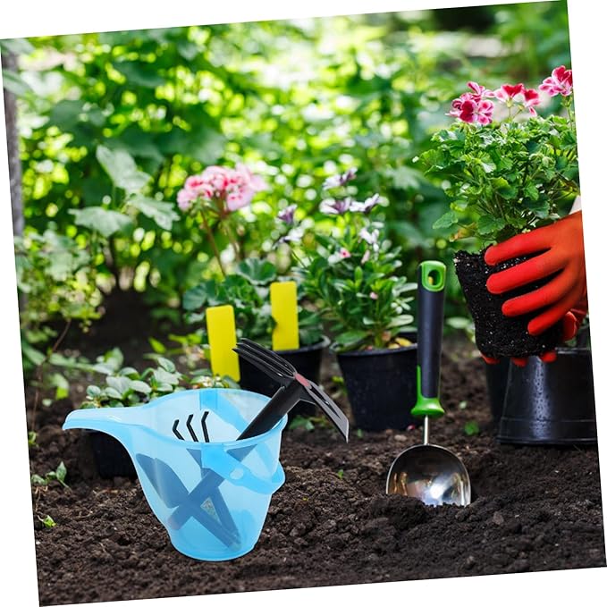 Happyyami Heavy Duty Gardening Shovel Set with Bucket and Soil Fork Portable Tools for Beach Garden and Farm Use Compact Outdoor Transplanting and Digging Kit