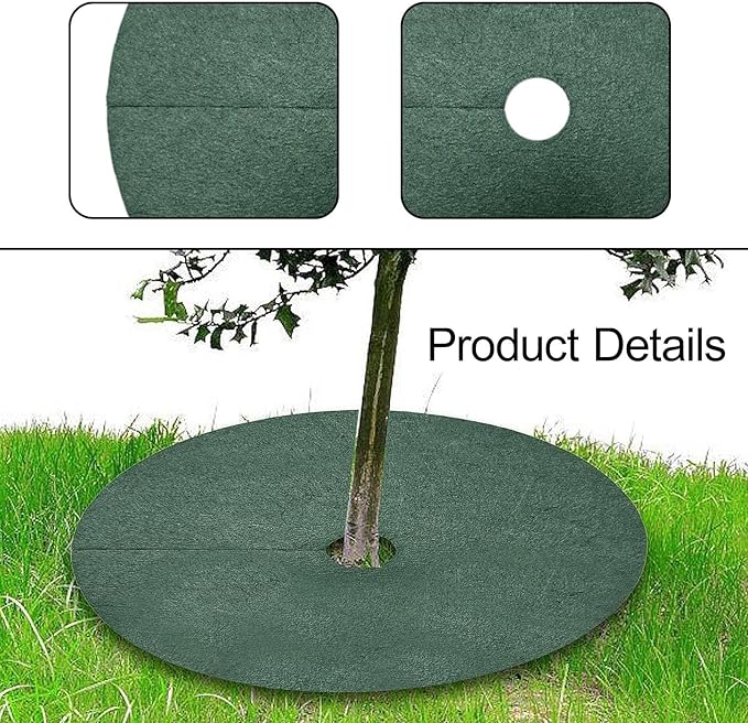 10X Tree Mulch Rings for Weed Control Protection Mats Landscape Reusable Plant Cover Tree Protector Weed Barrier Fabric Green- 82cm 10cm Hole