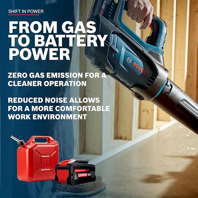 BOSCH GBL18V-450N 18V Brushless Cordless Leaf Blower 450 CFM Jobsite Air Broom for Workshop &amp Yard Cleanup (Bare Tool)