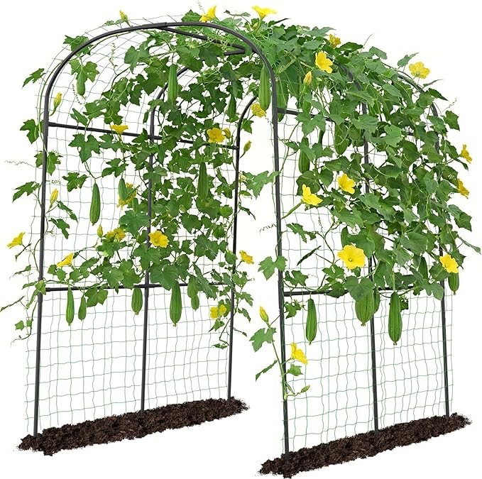DoCred Tall Garden Arch Trellis for Climbing Plants 83 Inch Tall Metal Plant Support Trellis Archway for Climbing Vine Vegetable/Fruit/Flower Outdoor Yard Lawn Garden Arch Tunnel Trellis