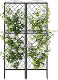 DoCred 2 Pack Garden Trellis for Climbing Plants 71 Inch Metal Plant Trellis for Plant Support Large Decorative Outdoor Trellis for Climbing Vegetable Flower Rose Vine Cucumber Black Rhombus Grid