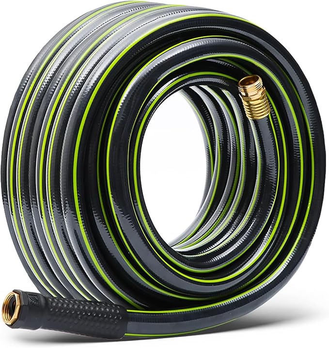 Worth Leader Long Garden Hose 5/8 in. x 50 ft. -No Kink Flexible Leakproof Male to Female Fittings -Heavy Duty Durable PVC Lightweight Water Pipe with Brass Aluminum Ends for Household &amp Yard U