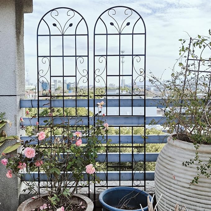 2 Pack Metal Garden Trellis 86.7 X 19.7 Rust-Resistant Trellis for Climbing Plants Outdoor Flower Support Black Black Outdoor Ready