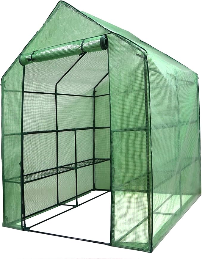 2-Tier 8-Shelf Mini Walk-in Greenhouse Portable Plant Herb Flower Gardening Hot House with PE Cover for Backyard Indoor Outdoor