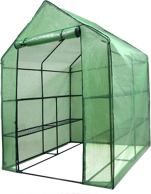 2-Tier 8-Shelf Mini Walk-in Greenhouse Portable Plant Herb Flower Gardening Hot House with PE Cover for Backyard Indoor Outdoor