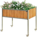 Foreman Raised Garden Bed on Wheels – Weather-Resistant Raised Garden Bed (48 x 24 x 32) with Drainage Ideal Raised Garden Bed for Vegetables &amp Flowers – 300 lb Capacity Zebrano Wood Grain