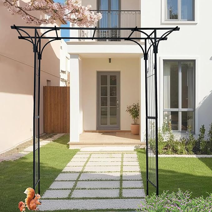 Metal Garden Arch GTrClimbing Plants Support Arch Outdoor Arch Wedding Arch Party Events Archway Black