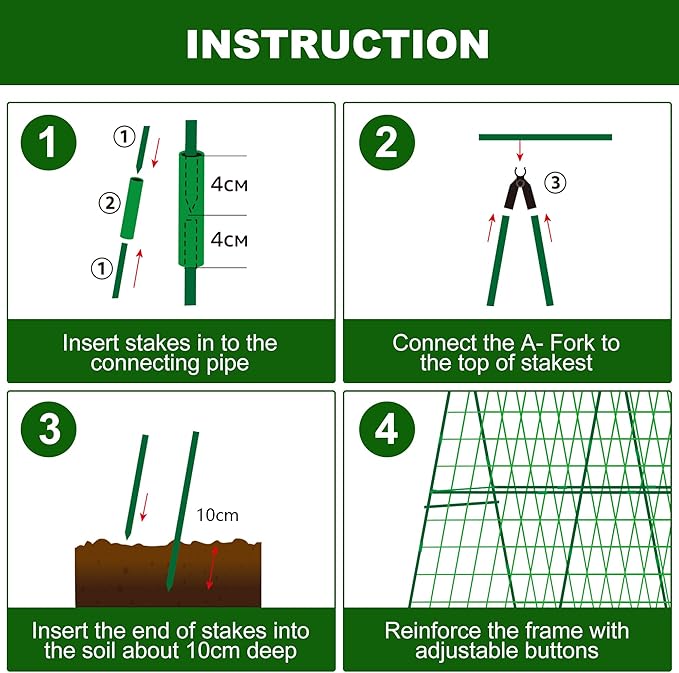 2 Packs 48 x 48 Foldable Cucumber Trellis for Raised Bed- A-Frame Garden Trellis for Climbing Plant Outdoor with Climbing Net &amp Plant Support Clip for Outdoor Plants Zucchini Vegetables Flowers
