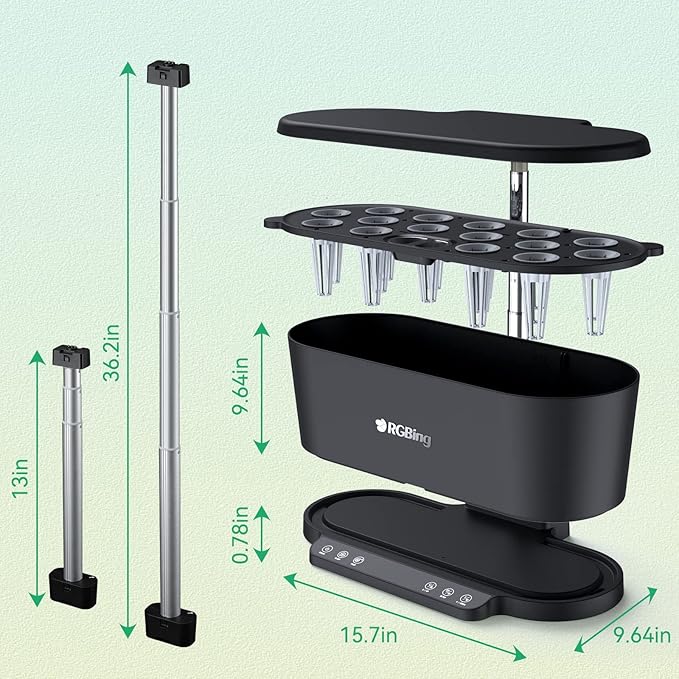 GeRRiT Hydroponic Growing System WiFi 15 Pods Indoor Garden with 5.5L Water Tank 76cm Adjustable Height Germination Kits App Controlled Garden Planter with LED Grow Light Pump System
