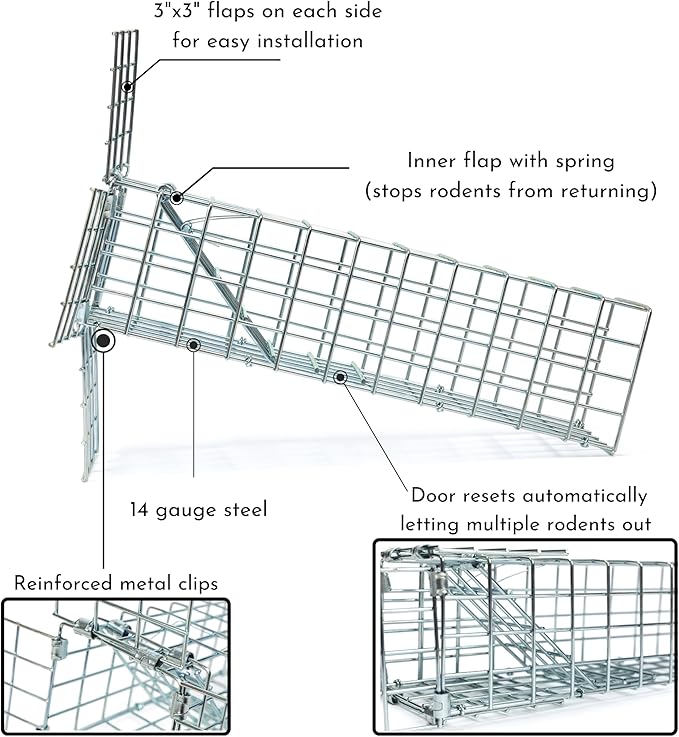 Excluder One Way Squirrel and Rodent Trap - Control Mice Rats Bats Squirrels and More - Fine Copper Mesh Wool Included To Seal Hole- Better than Steel Wool - Good for Attic Door (3 x 3 Opening)