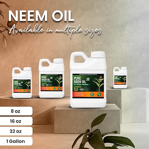 100% Pure Cold-Pressed Neem Oil – Multi-Purpose Natural Neem Oil Extract (32OZ)
