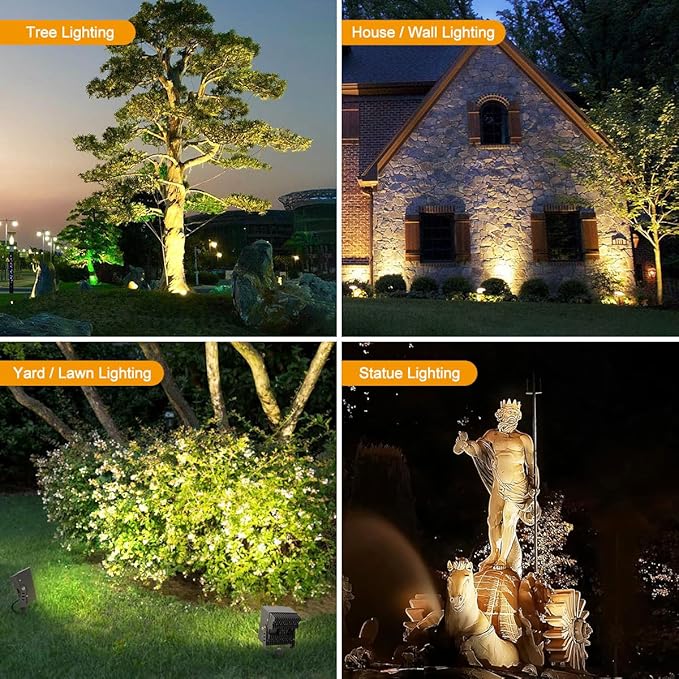 Led Landscape Outdoor Spot Light with Anti-Glare Cap - Heavy Duty Waterproof IP65 120V 270⁰ Adjustable Mount 3000K Thickened Aluminum Spotlight for BLDG Yard Garden Tree (24 Watts)