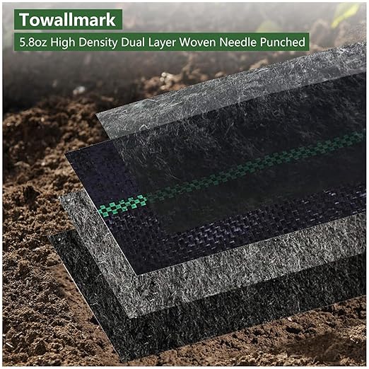 Heavy-Duty Woven Weed Barrier Fabric - 4ft x 100ft - Double Layer Design - Ground Cover for Garden Beds and Landscaping