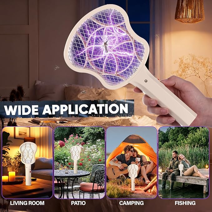 3 Pack Electric Fly Swatter Racket 3000v Bug Zapper Racket Mini Handheld Fly Swatter Mosquito Zapper with 2-Layer Safety Mesh Zappers for Indoor Outdoor Home Vehicle Placement Camping