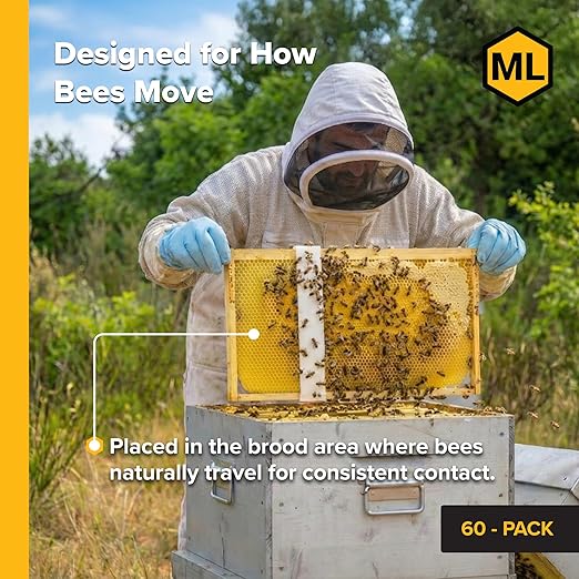 Mann Lake Apivar 2.0 Varroa Mite Treatment Strips Varroa Control for Spring &amp Fall Adaptable Strip Lengths for Multiple Hive Configurations Long Lasting Colony Protection 60 Strips