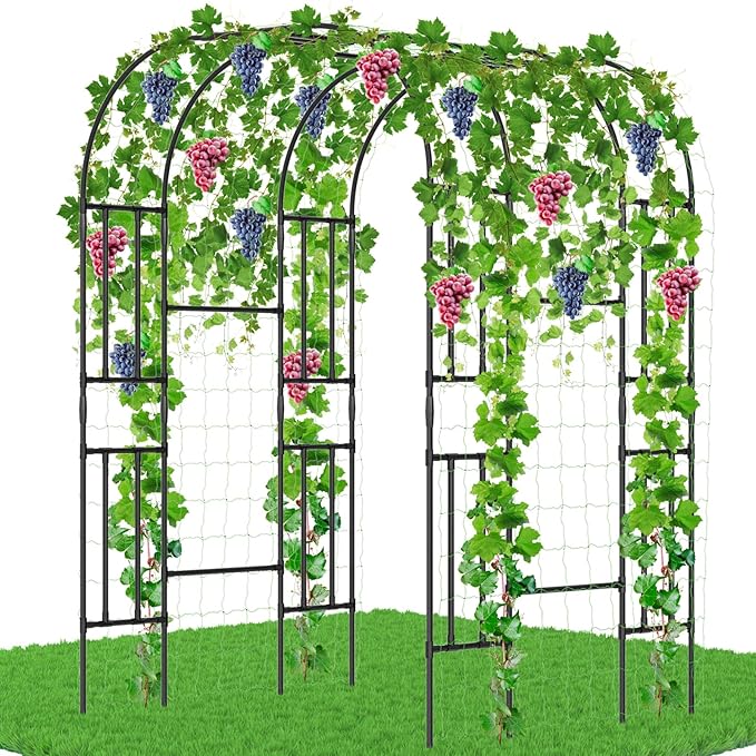 Tall Garden Arch Trellis for Climbing Plants Outdoor 87in Tall Metal Plant Support Cucumber Trellis for Climbing Vine Vegetable/Fruit/Flower Outdoor Yard Lawn Garden Arch Tunnel Trellis