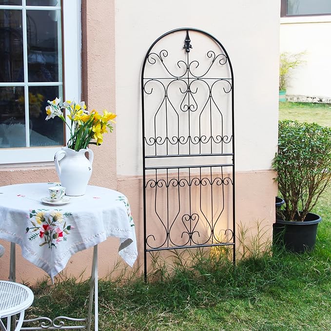 Trellis for Climbing Plants 59 H x 22 W Metal Unique Design Decorative Garden Structure Weather-Resistant Trellises Outdoor Decor Flowers Roses Vine Ivy Clematis 1 Pack