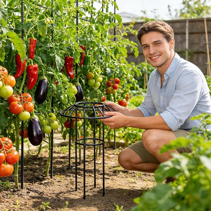 Garden Trellis for Climbing Plants | Vertical Rustproof Stable Vine Supports | Support Cage Umbrella Trellisfor Vine Rose Clematis Vegetable Dragon Fruit Cucumber Hydrangeas Jasmine