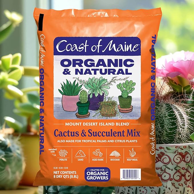 Coast of Maine Mount Desert Island Blend 8qt (Pack of 8) Organic and Natural Cactus and Succulent Mix - Tropical Palms and Citrus Plants