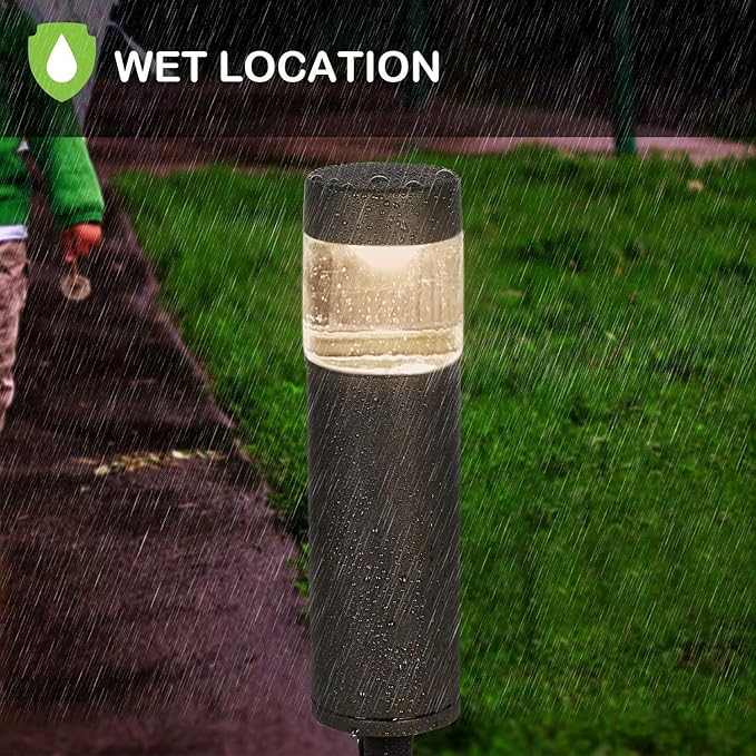 hykolity Low Voltage Landscape Lights 3W 191LM 12V-24V LED Round Bollard Light Wired Outdoor Walkway Light Path Lights for Yard Lawn Aluminum Construction 30 Watt Equivalent 6 Pack