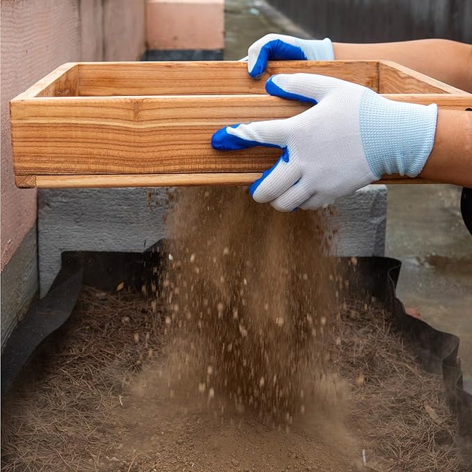 Sifter for Garden 2Pcs Hand Held Multi-Purpose Stainless Compost Soil Screen Dirt Cedar Stainless Garden Sifter Sieve for Compost Sand Rocks Dirt and Potting Soil（2/5+1/4）