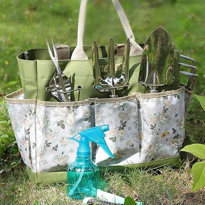 Stainless Steel Garden Tool Set - Heavy Duty Garden Hand Tools with Garden Tools Storage Handbag for Planting Trimming &amp Cultivation
