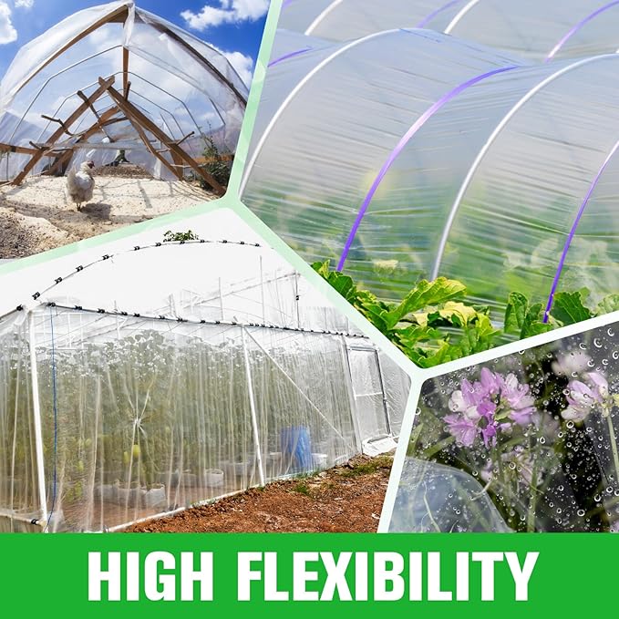 Greenhouse Plastic Film 6 Mil Thickness Greenhouse Plastic Sheeting Clear Polyethylene Film UV Resistant for Gardening Farming Agriculture (10 x 32 FT)