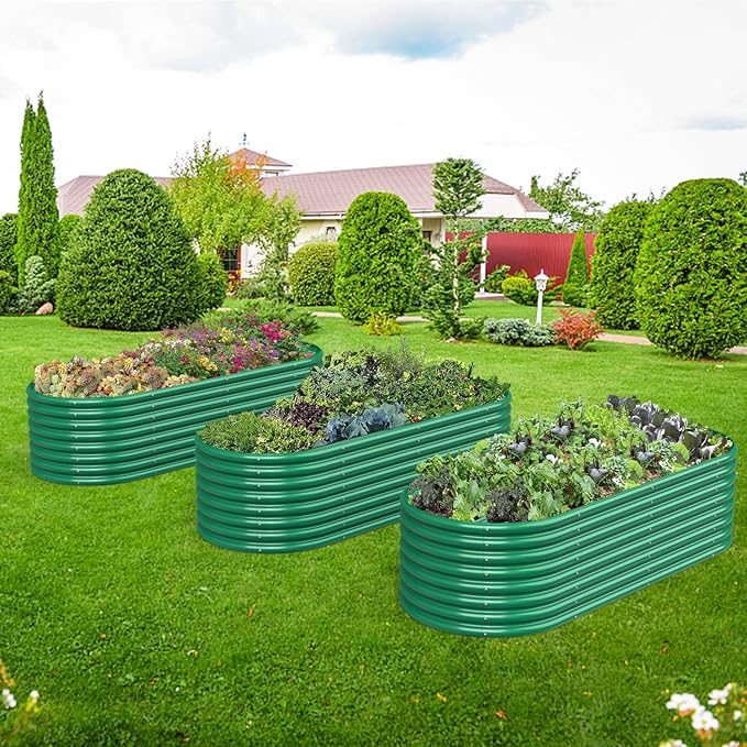 FRIZIONE 6FT(L)×3FT(W)×2FT(H) Raised Garden Bed OutdoorRaised Garden Beds for Flower Raised Planter Box Outdoor for Herb Vegetable-Dark Green