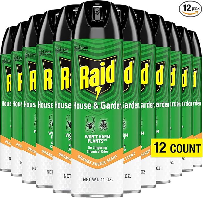 Raid House &amp Garden Insect Killer Spray Orange Scent 11 Ounce (Pack of 12)
