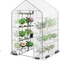 Twira Greenhouse for Outdoors 48 x 73.2 x 74.8 Walk in Plant Greenhouses Heavy Duty with Thicken PE Cover 3 Tiers 8 Shelves Greenhouse Plastic Portable Green House for Outside Patio Gardening