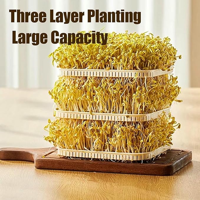 Automatic Bean Sprouts Machine 3 Layer Home Smart Sprouting Tray 360° Automatic Spray 4 Seasons Planting 1.5l Water Tank Led Display for Radish Wheatg