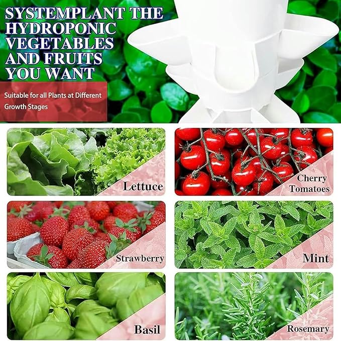 AMNOOL Garden Hydroponic Growing System 15/20/25/30 Pods Hydroponics Tower Aeroponics Grow Kit Aquaponics Planting System Fruits and Vegetable 30Holes//1pc**1