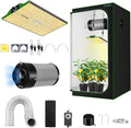 MELONFARM Grow Tent Complete Setup 2x2 70W Full Spectrum LED Grow Light &amp 24x24x48 Grow Tent Bundle 4 Efficient Airflow Ventilation System with Soundproof Duct Connector