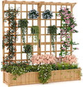 Raised Garden Bed 63 Elevated Wooden Planter Box with Lattice Trellis Wooden Planter Box with Hanging Roof &amp Drainage Holes for Vine Climbing Plants Flower Herb &amp Vegetable