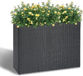 LEWIS&ampWAYNE Large Rectangular Block Planter Box Handmade Wicker Tall Planters for Outdoor Plants with Removable Liners Modern Planter for Indoor Outdoor Patio Deck - Black 38''x11''x30''