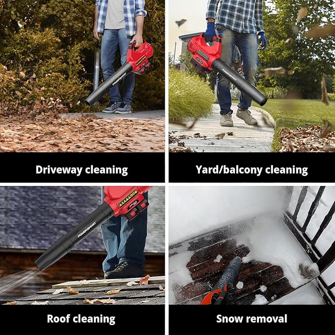 PowerSmart 40V Battery Leaf Blower Cordlesswith 2X 2.0Ah Batteries and Fast ChargersTurbo ModeHigh Powerfor Lawn CarePatio CleaningBlowing Fallen LeavesSnow and Dust etc.(DB2201B)
