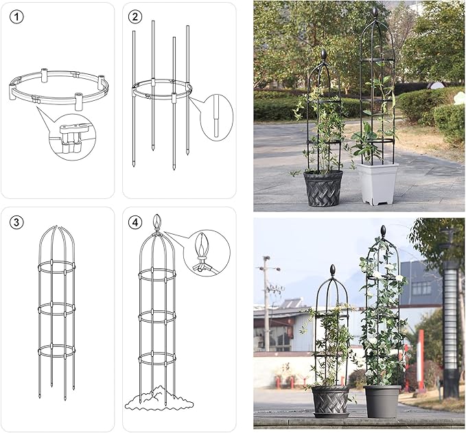 Garden Trellis for Climbing Plants Plant Trellis Tomato Cages and Supports for Vines Crop Garden Outdoor Indoor Potted Plant Support Plant Cage for Flower Vegetable Vines (M:85cm/33.4in)