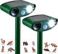 2 Pack Solar Animal Repeller for Raccoons Deer &amp Squirrels - Ultrasonic &amp Strobe Light Outdoor Deterrent for Cats Dogs Raccoons Rabbits Skunks Foxes &amp More