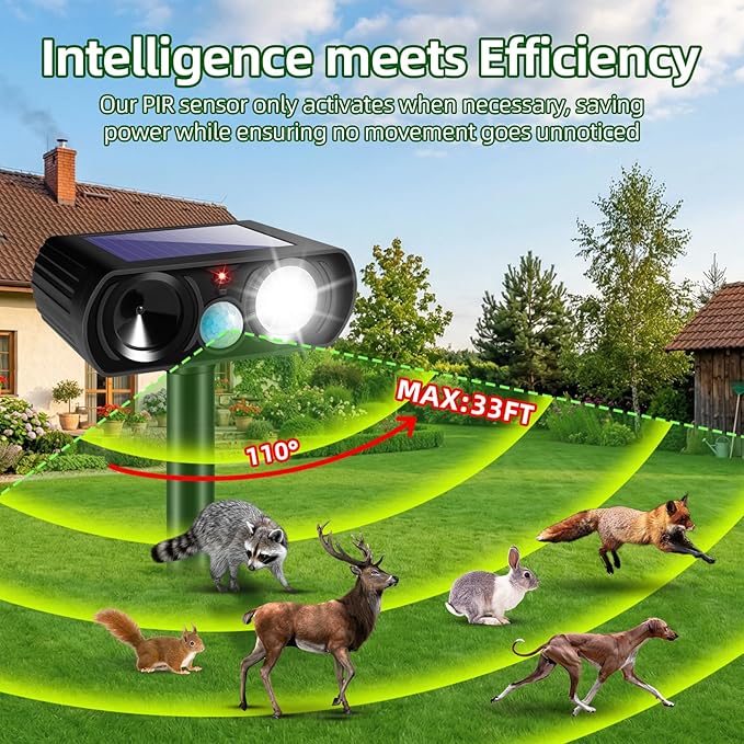 4Pack Feral Cat Repellent Outdoor Solar Ultrasonic Animal Repellent with Motion Detection and Flash LightStray Cat Deterrent Outdoor Keep Squirrel Raccoon Rabbit Away from Yard Garden Lawn