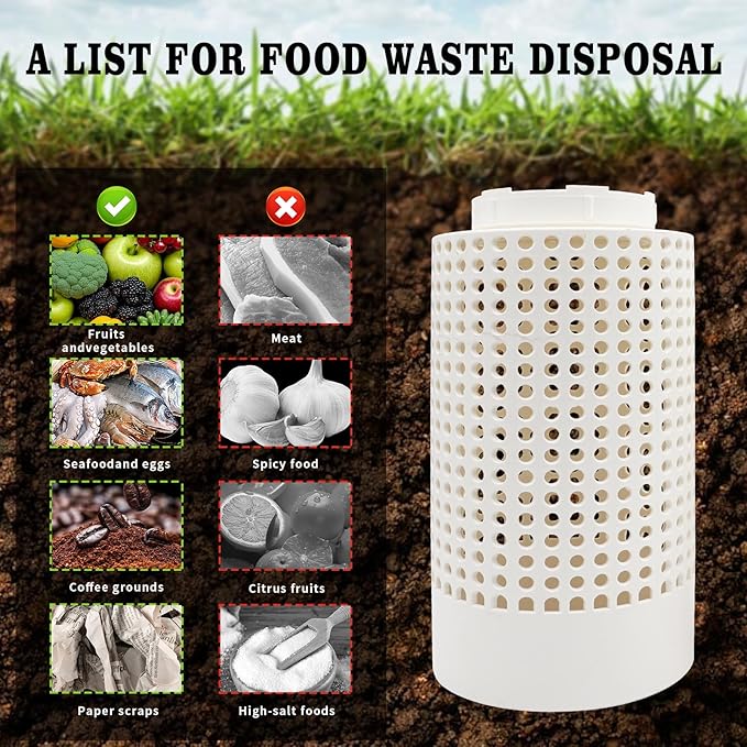 2 Pack Underground Compost Bin Plastic Garden Worm Farm Outdoor for Organic Refuse Compost Bin with Holes and Lid for Garden Vegetable Patch Backyard Greenhouse