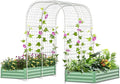 SUNYRISY Galvanized Raised Garden Bed with 87 H Arch Trellis for Climbing Plants Outdoor Large Metal Planter Box with Netting for Gardening Flowers Vegetables Fruit Green