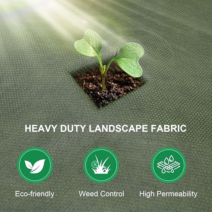 3x100ft Weed Barrier Fabric &amp Landscape Fabric5.8oz Heavy-Duty Non-Woven Ground Cover Easy Setup Weed Control Mat for Garden Yard Farm Orchard Fruit Trees