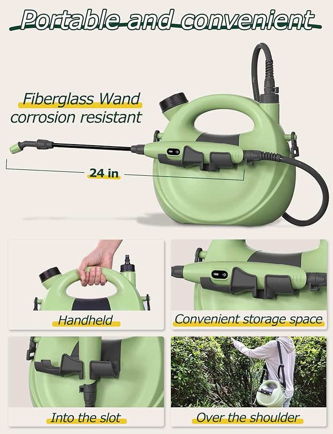 innhom Garden Sprayer Battery Powered Sprayer Electric Sprayers in Lawn and Garden with Adjustable Nozzle 1.35 Gallon/5 L